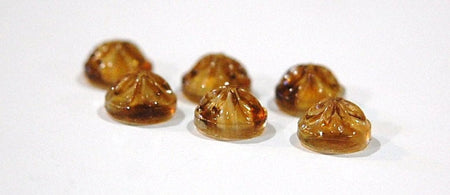 Vintage Etched Top Topaz and White Glass Cabochons 10mm cab813A