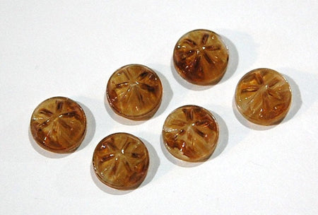 Vintage Etched Top Topaz and White Glass Cabochons 10mm cab813A