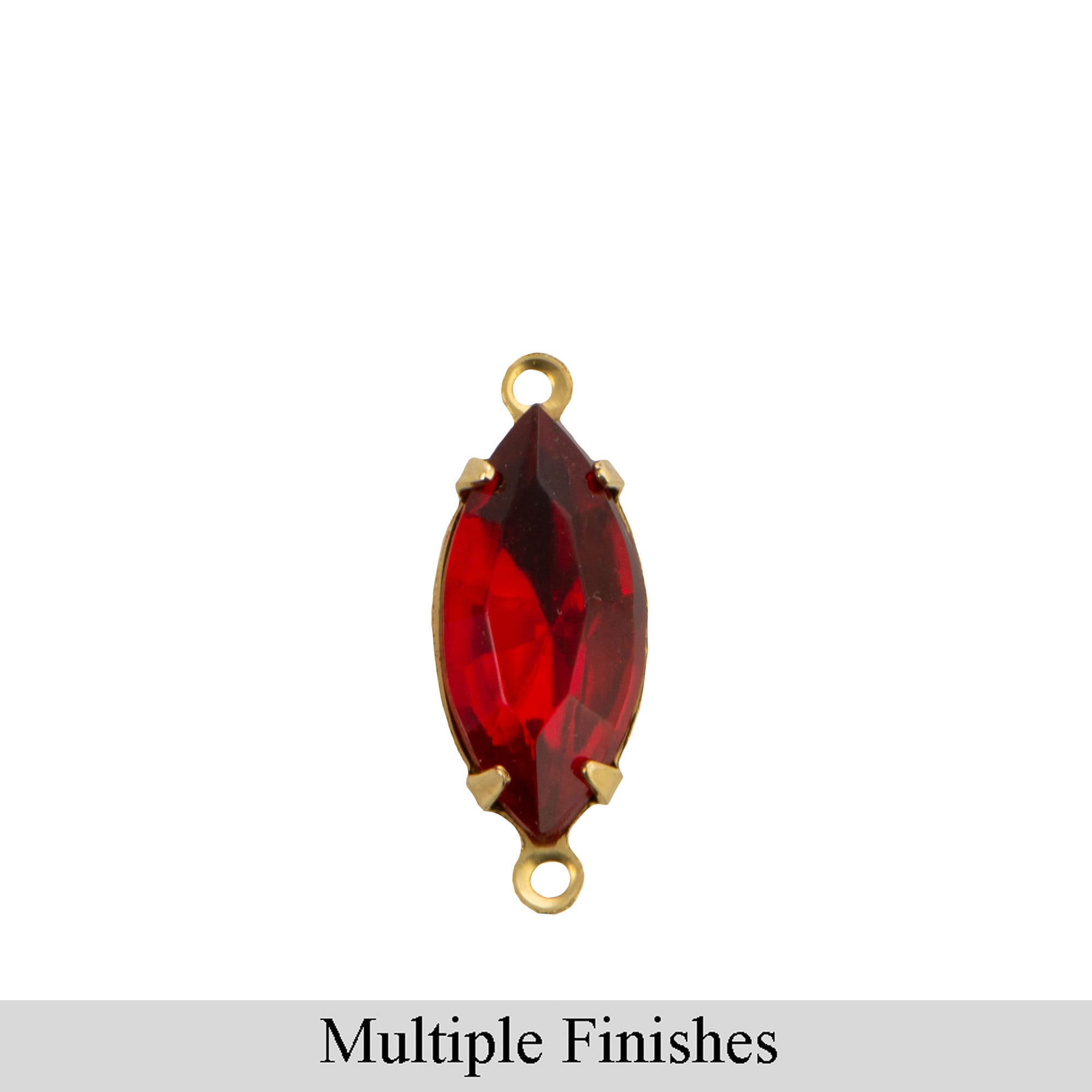 15x7mm Ruby Faceted Glass Navette Stone in 2 Loop Setting