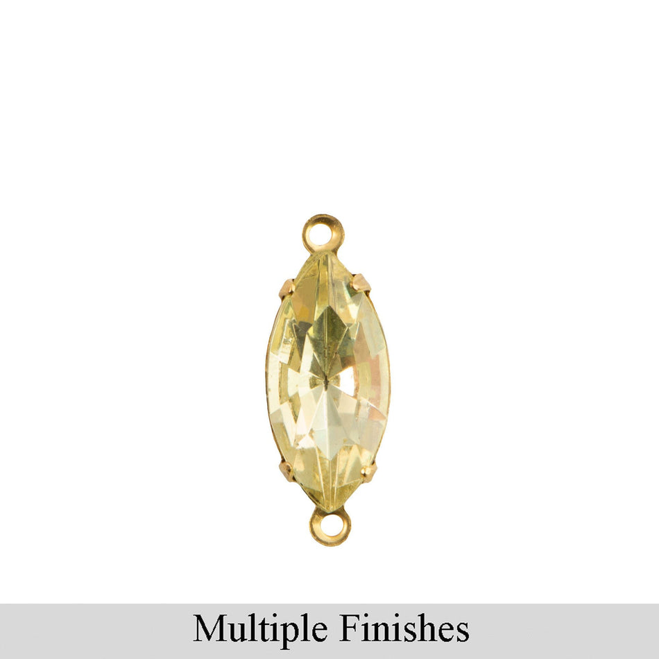 15x7mm Jonquil Glass Navette Stone in 2 Loop Setting