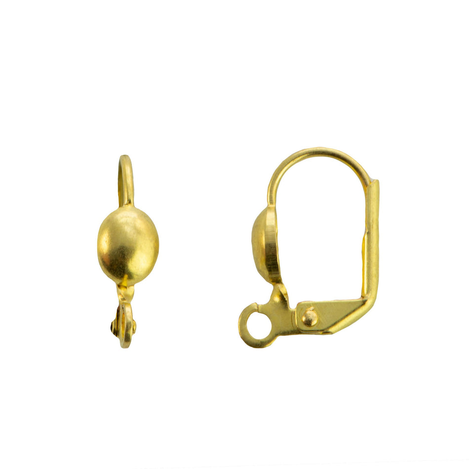 Raw Brass Lever Back Ear Wires with Oval Adornment and Loop (10)