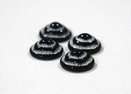 Vintage Black and White Etched Glass Cabochons 11mm cab457E