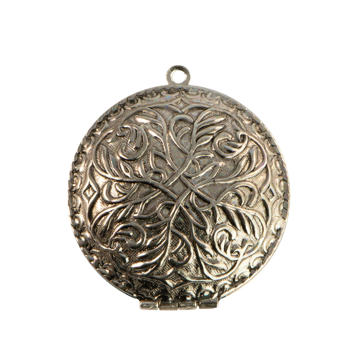 35mm Silver Plated Etched Round Locket (1)