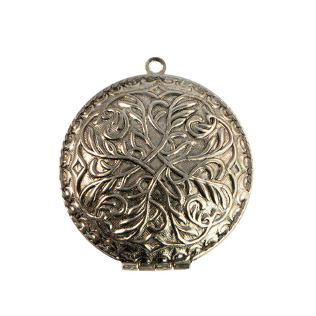 35mm Silver Plated Etched Round Locket (1)