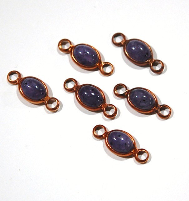 Vintage Purple Speckled Glass Copper Coated Channel Set Connectors chr180
