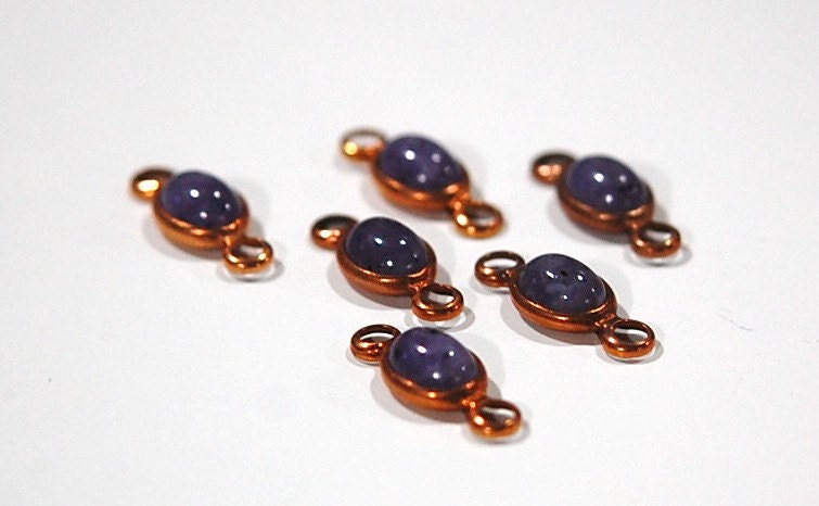 Vintage Purple Speckled Glass Copper Coated Channel Set Connectors chr180