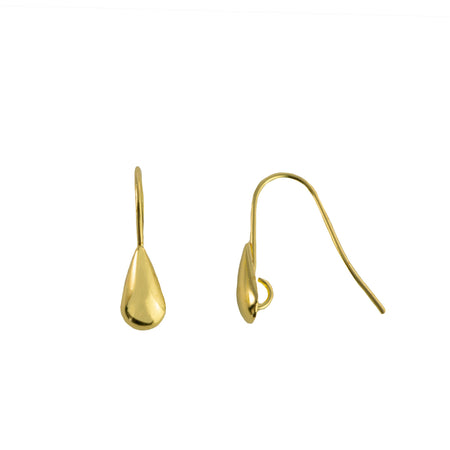 Raw Brass Ear wires with Teardrop Adornment (12)