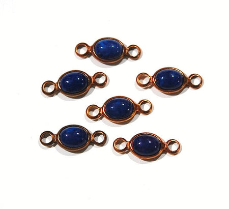 Vintage Blue Speckled Glass Copper Coated Channel Set Connectors chr180A