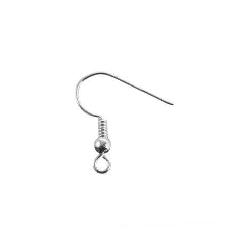 Silver Plated Ear Wires with Coil and Bead Adornment (50)