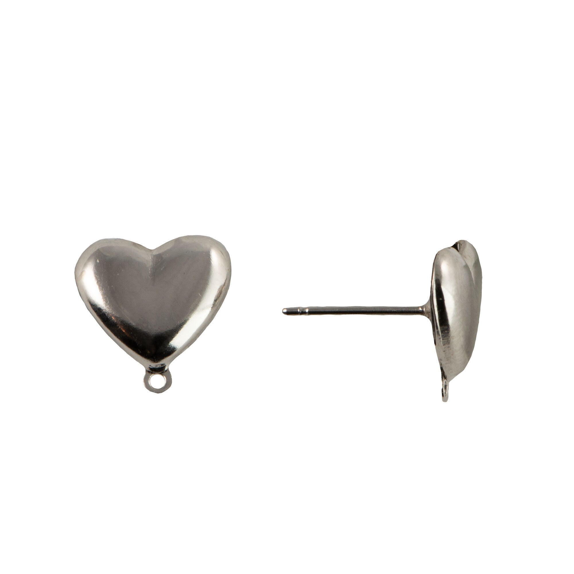 11mm Surgical Steel Heart Earring Posts with Loop (12)