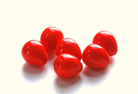 Vintage Acrylic Chubby Orange Teardrop Beads (6) bds636B