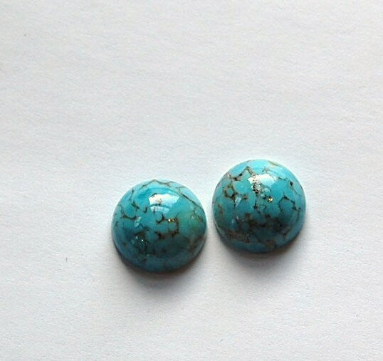 13mm Turquoise Matrix Round Glass Cabochons (2)