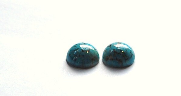 13mm Turquoise Matrix Round Glass Cabochons (2)