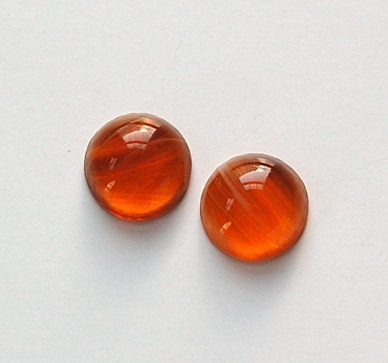 Vintage Topaz Glass White Swirls Domed Cabochon 15mm (4) cab705W