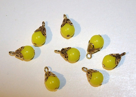 Vintage Acrylic Yellow Bead Drops with Beadcap drp097