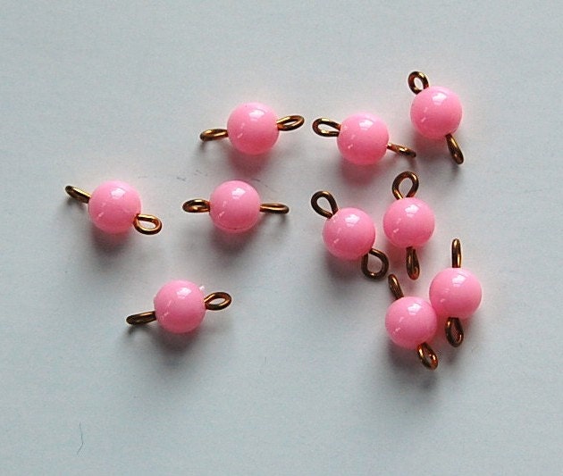 Vintage Pink Acrylic Bead Connector Drops drp096A