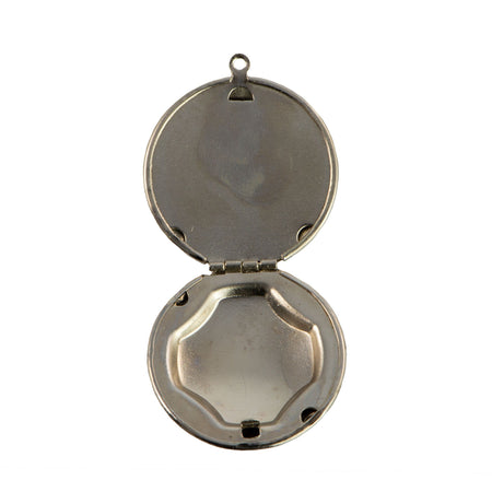 35mm Silver Plated Etched Round Locket (1)