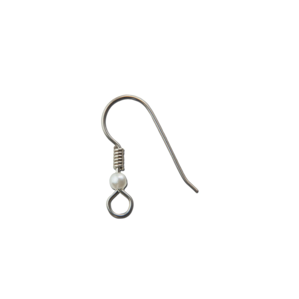 Silver Tone Ear Wires with Pearl Bead Adornment (10)