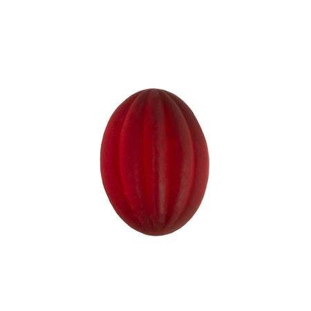 18x13mm Matte Ruby Ribbed Glass Oval Cabochons (2)