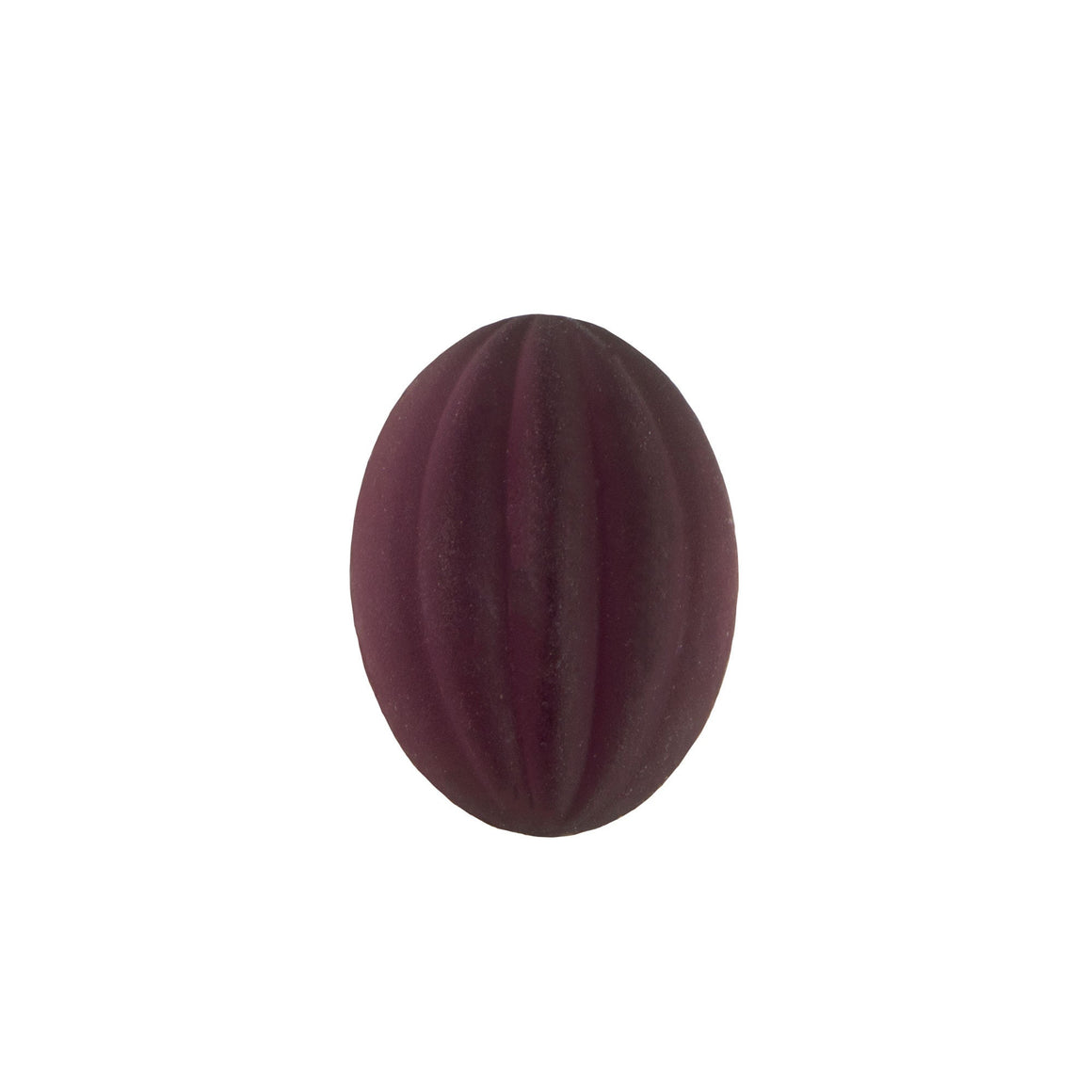 18x13mm Matte Amethyst Ribbed Glass Oval Cabochons (2)
