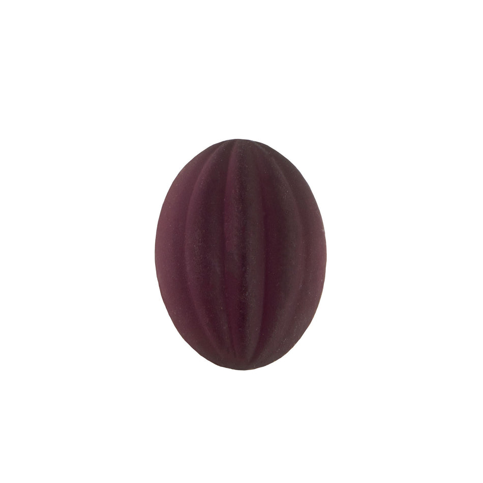 18x13mm Matte Amethyst Ribbed Glass Oval Cabochons (2)