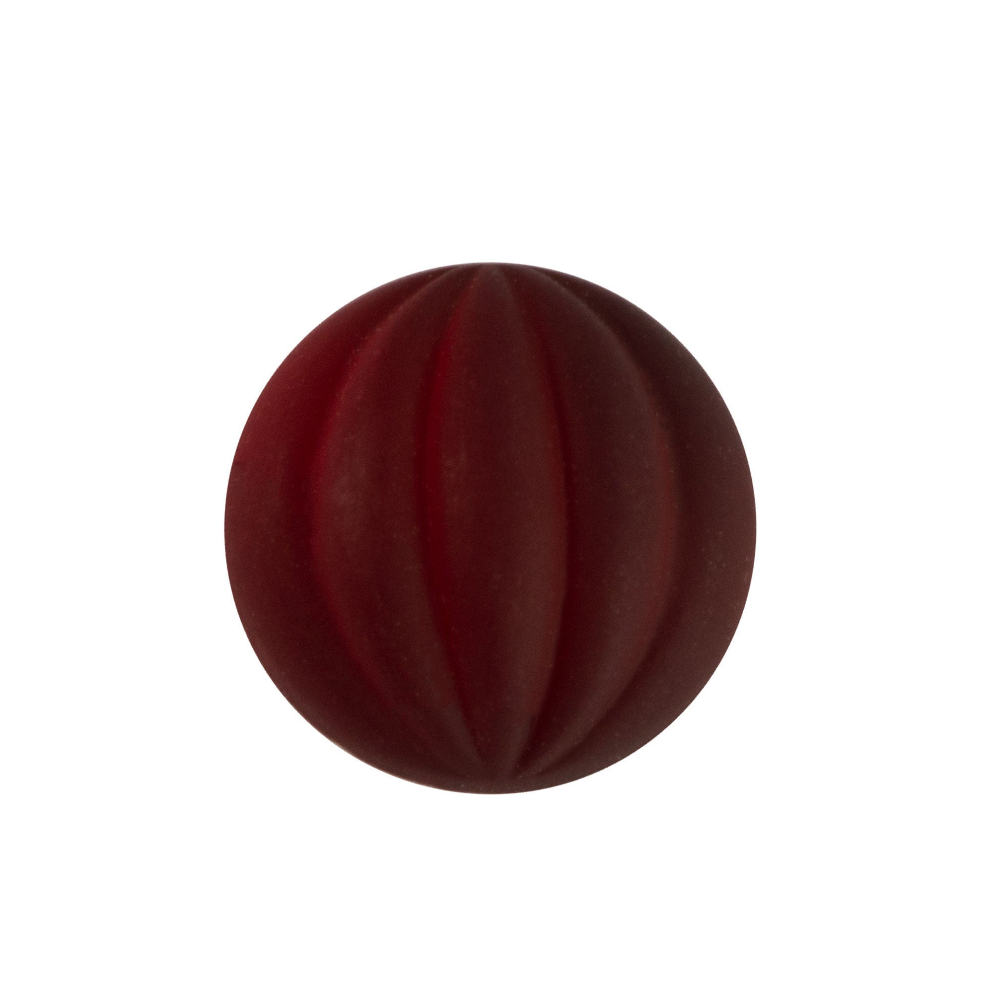 15mm Matte Ruby Ribbed Glass Round Cabochons (2)