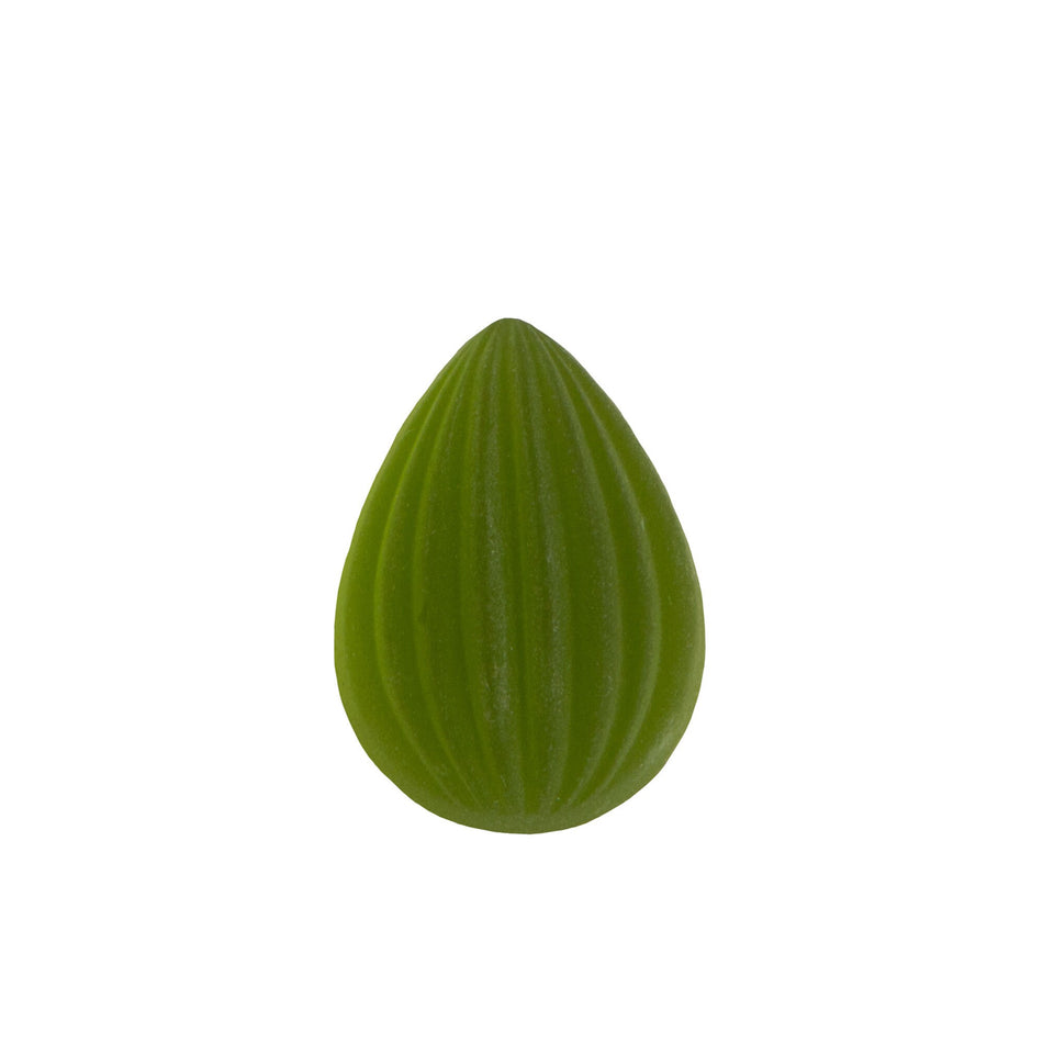 18x13mm Matte Olive Ribbed Glass Pear Cabochons (2)