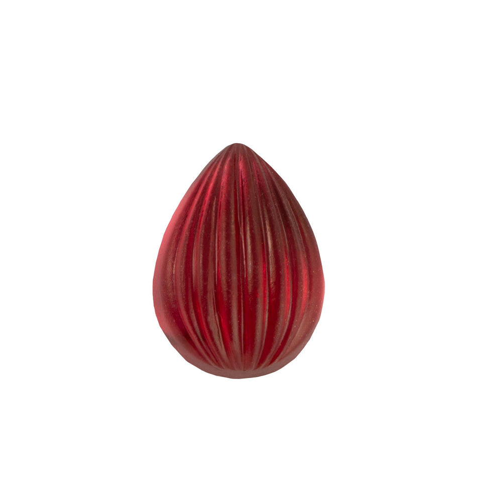 18x13mm Matte Rose Ribbed Glass Pear Cabochons (2)