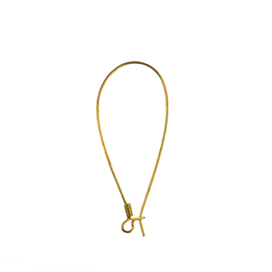 Raw Brass Elongated Kidney Ear Wires (12)