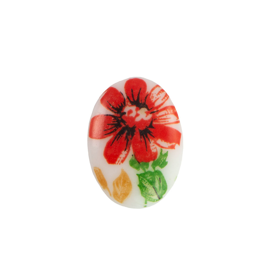 18x13mm Red Flower Glass Oval Cabochon (2)