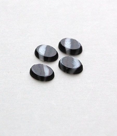 Vintage Black Purple with White Glass Cabochons 10mm x 8mm (6) cab576D
