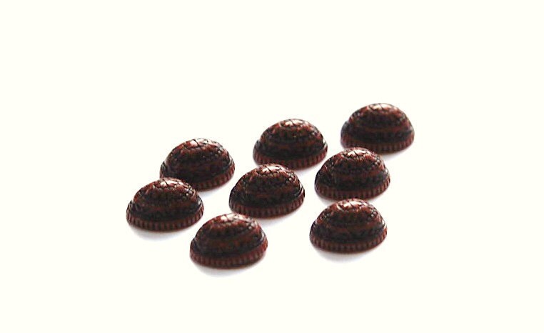 Vintage Mosaic Reddish Brown and Black Cabochons 10x8mm (8) cab714U