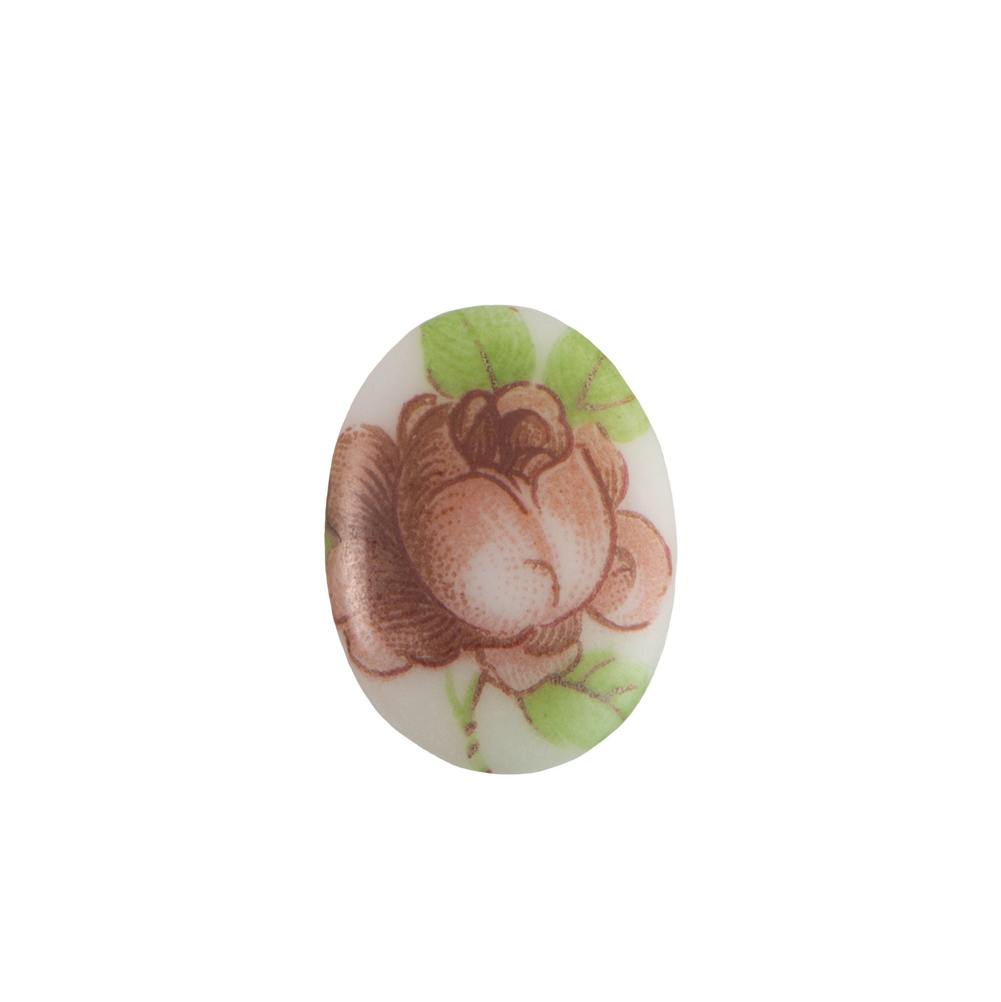 18x13mm Mauve Rose on White Glass Oval Cabochons (2)