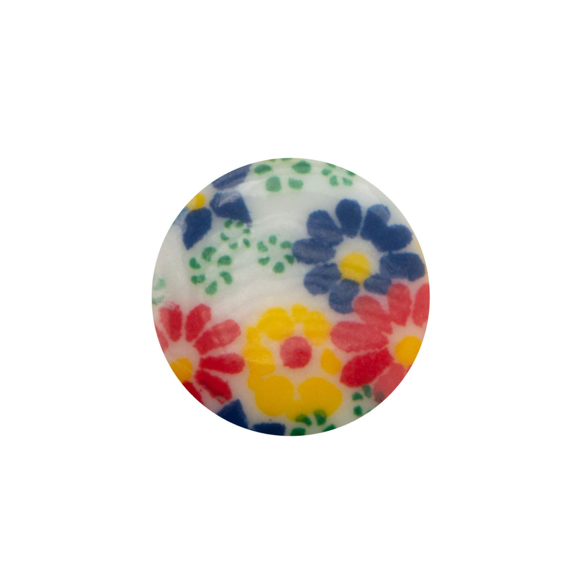 12mm Red Yellow and Blue Floral Glass Round Cabochons (4)