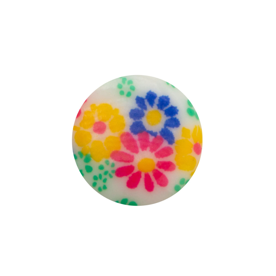 12mm Pink Blue and Yellow Floral Glass Round Cabochons (4)