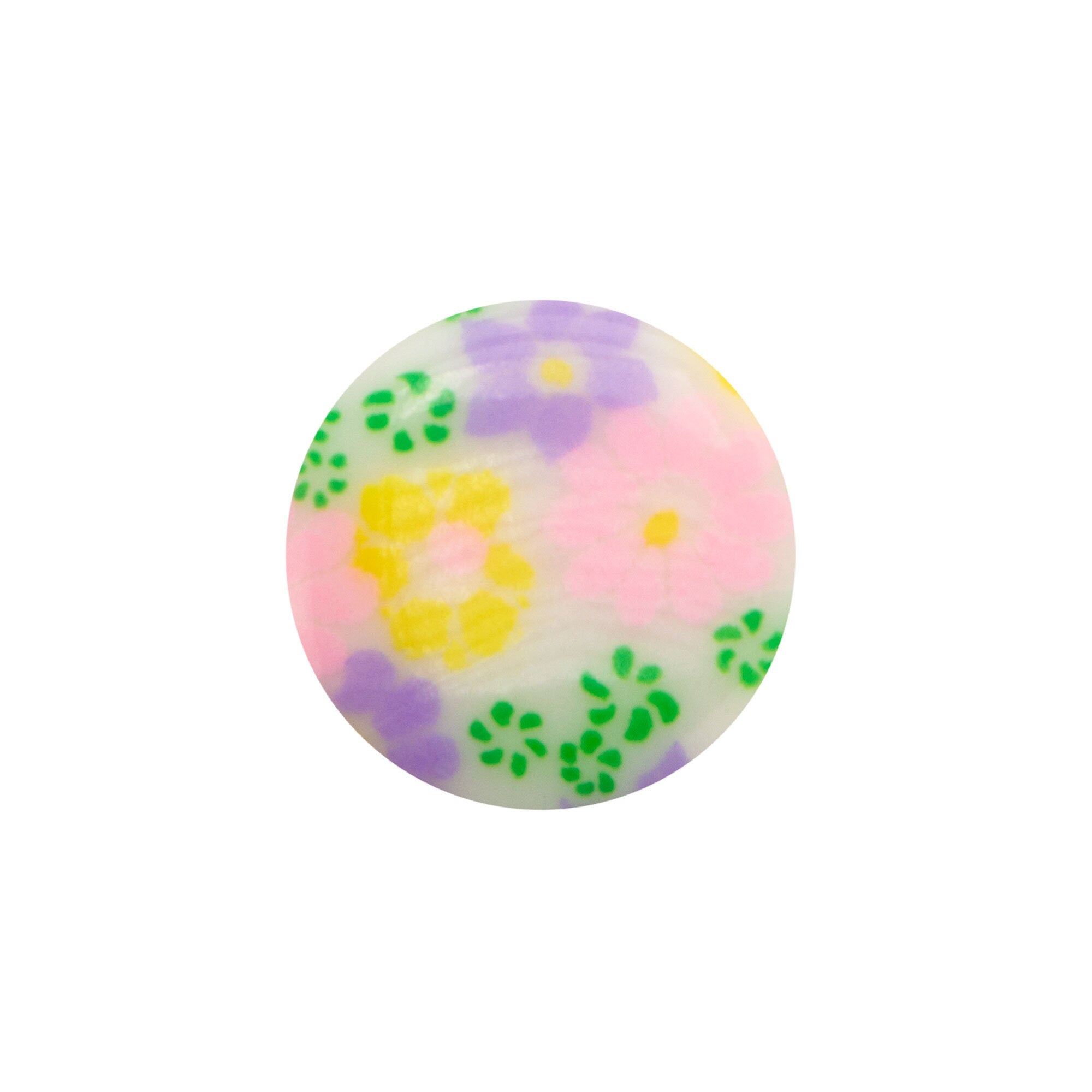 12mm Pink Purple and Yellow Floral Glass Round Cabochons (4)