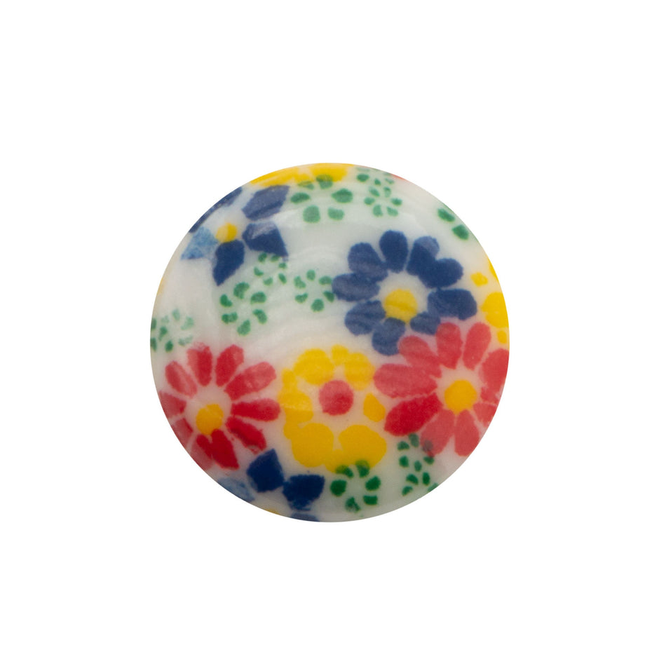 15mm Red Yellow and Blue Floral Glass Round Cabochons (4)