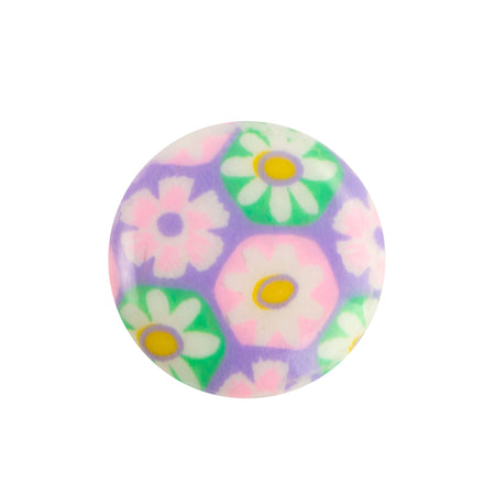 15mm Purple Pink Floral Glass Round Cabochons (4)