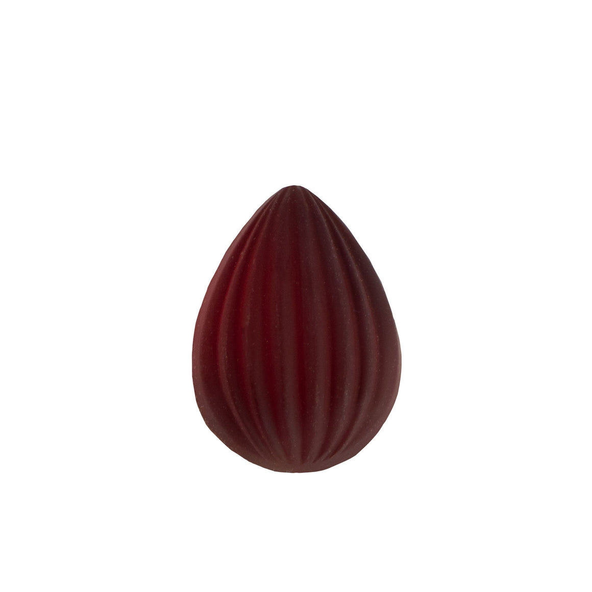 18x13mm Matte Ruby Ribbed Glass Pear Cabochons (2)