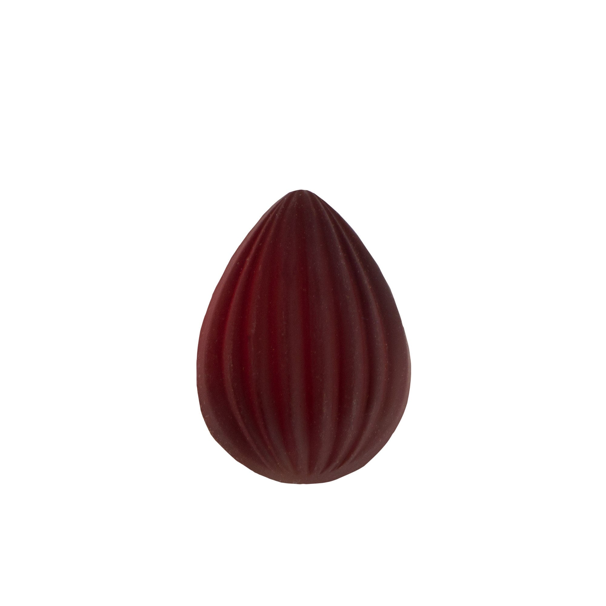18x13mm Matte Ruby Ribbed Glass Pear Cabochons (2)