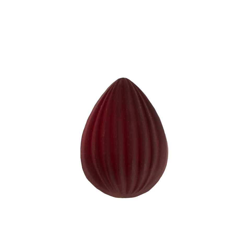 18x13mm Matte Ruby Ribbed Glass Pear Cabochons (2)