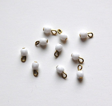 1 Loop White Faceted Glass Drops Czech Beads 4mm (10) drp085