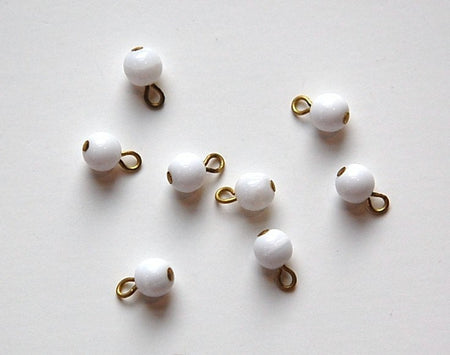 1 Loop White Smooth Glass Drops Czech Beads 6mm (8) drp089