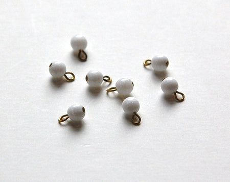 1 Loop White Smooth Glass Drops Czech Beads 6mm (8) drp089
