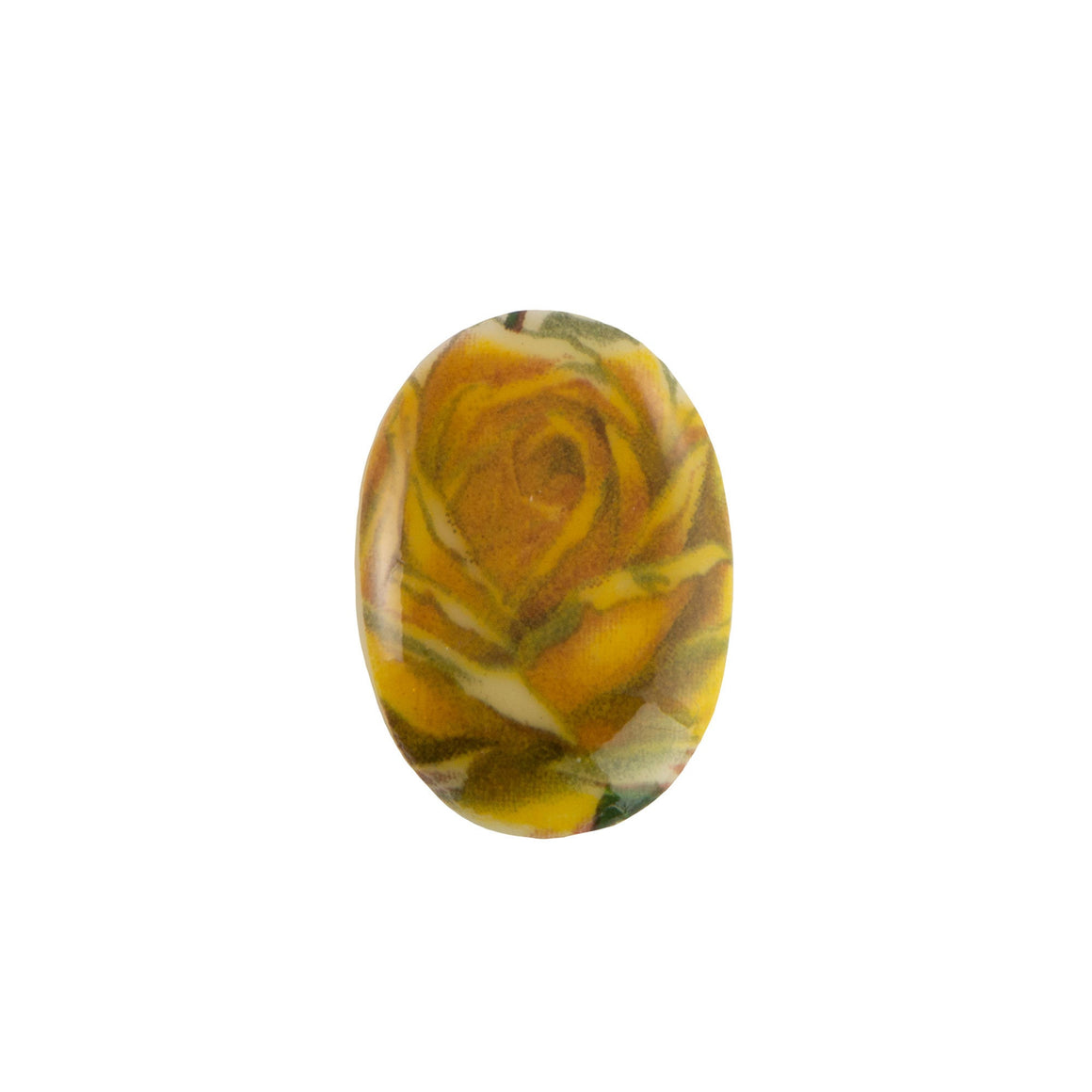 18x13mm Yellow Rose Glass Oval Cabochons (2)