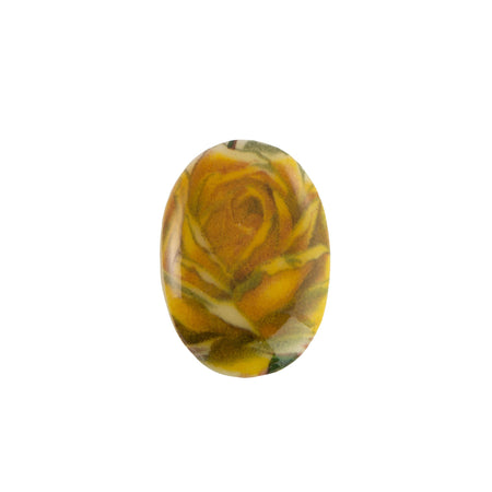 18x13mm Yellow Rose Glass Oval Cabochons (2)