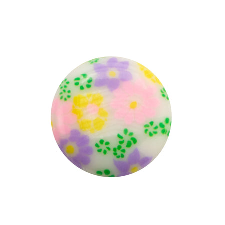 15mm Pink Purple and Yellow Floral Glass Round Cabochons (4)