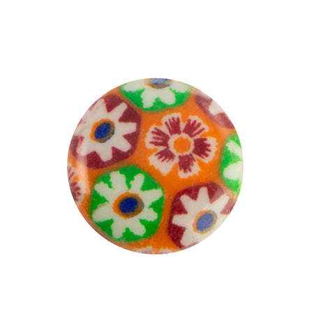 15mm Orange Floral Glass Round Cabochons (4)