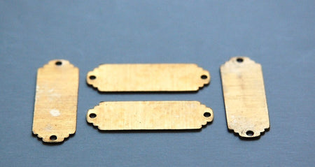 2 Hole Raw Brass Flat Pad Narrow Rectangle Connector (4) mtl225C
