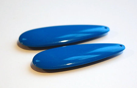 Vintage Acrylic Blue Teardrop Pendants MD (2) pnd144E
